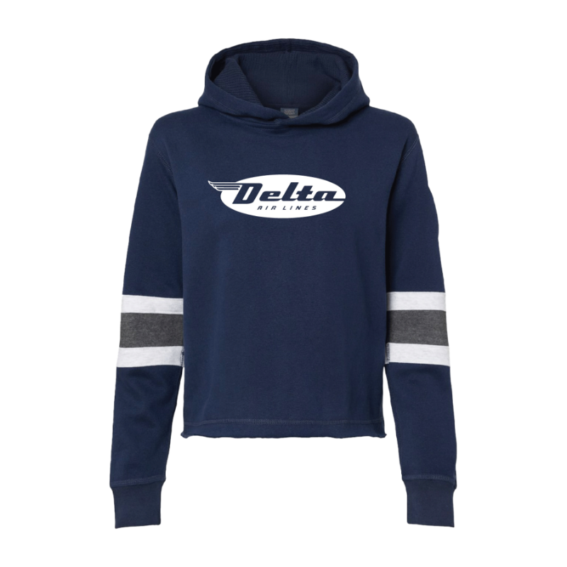 Navy Vintage Stripe Hoodie - Women's Cut
